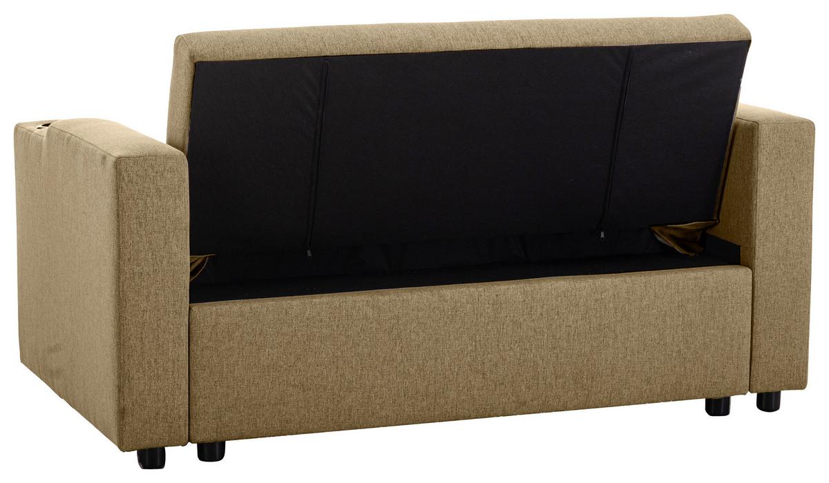 Schlafsofa Athen Khaki B: 150 cm - Khaki/Schwarz, Basics, Textil/Metall (150/91/85cm) - P & B