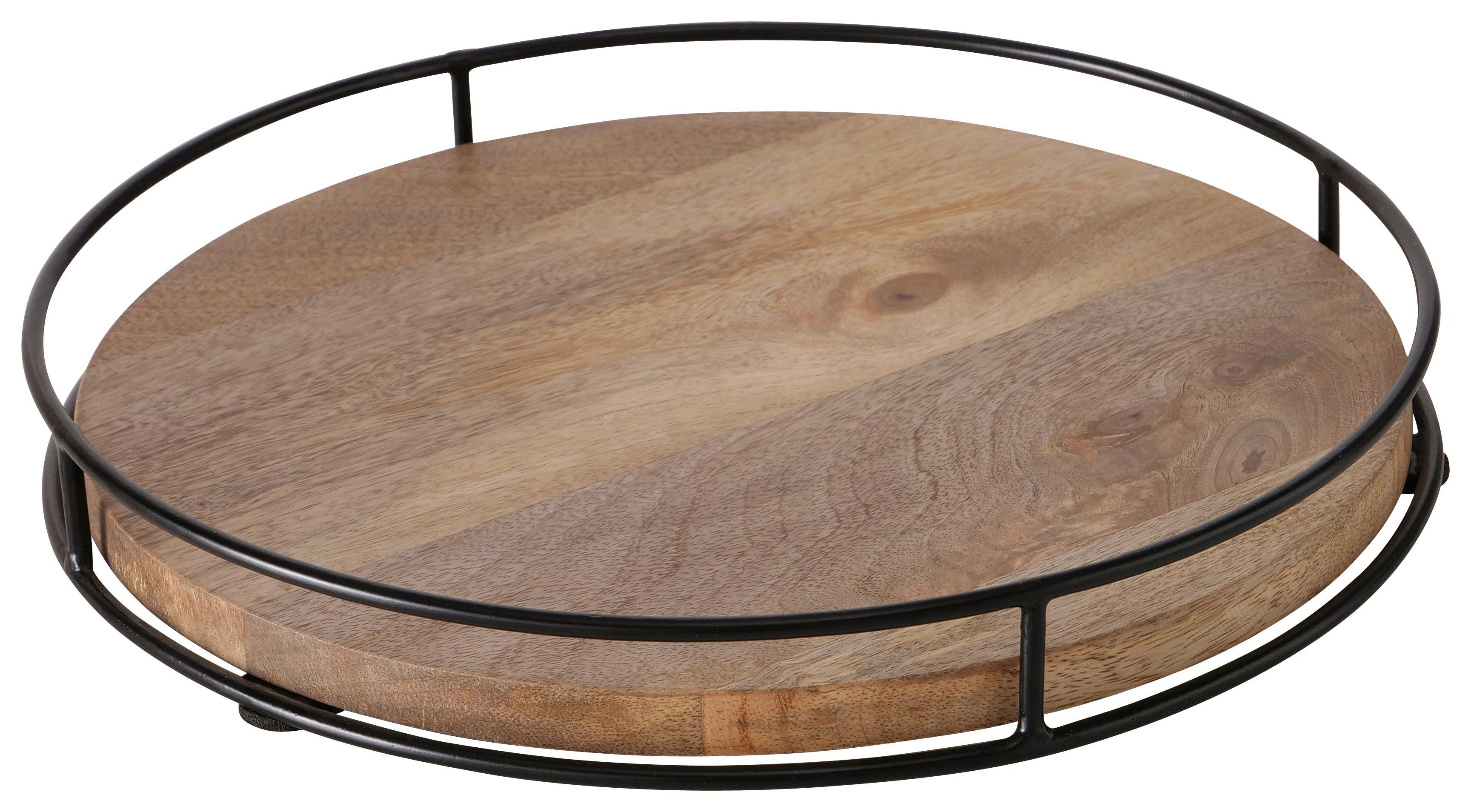 Dekorační Podnos Opura - černá/hnědá, Moderní, kov/dřevo (26/4cm) - Premium Living