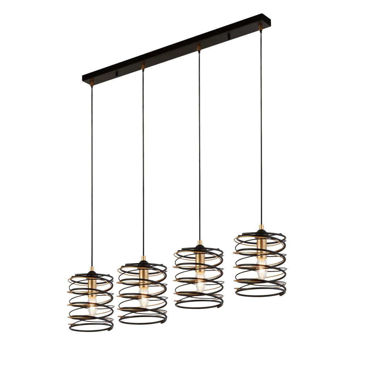 Hängeleuchte Spring H: 110 cm, 4-Flammig, Goldfarben/Schwarz - Goldfarben/Schwarz, Design, Metall (91/110/16cm)
