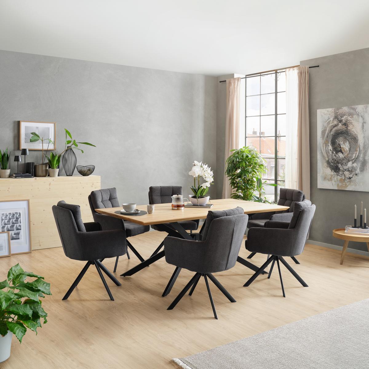 Esstisch Woodstyle Giga-S T 1002720/Tss - Wildeiche/Schwarz, MODERN, Holz/Metall (200/77/100cm)