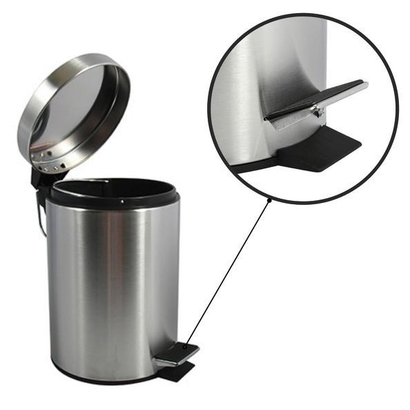 Treteimer Unis 3l Silberfarben Metall DxH: 17x25 cm - Silberfarben/Schwarz, Basics, Kunststoff/Metall (17/25cm)