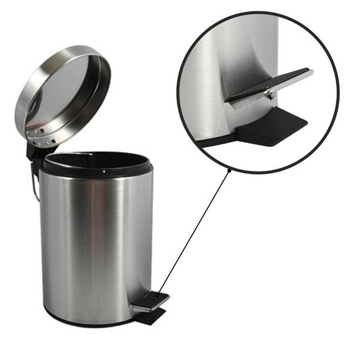 Treteimer Unis 3l Silberfarben Metall DxH: 17x25 cm - Silberfarben/Schwarz, Basics, Kunststoff/Metall (17/25cm)