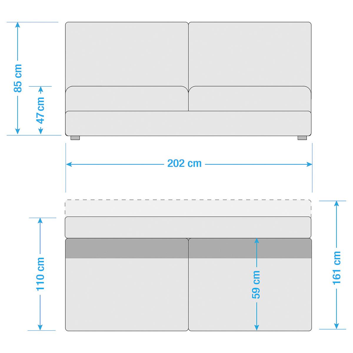 Schlafsofa Dingo, Dunkelblau B: 202 cm - Dunkelbraun/Dunkelblau, Design, Textil (202/85/110cm) - MID.YOU