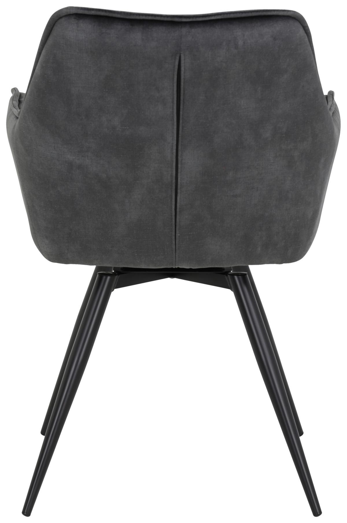 Armlehnstuhl Florentina Anthrazit Gepolstert 2er-Set - Anthrazit/Schwarz, MODERN, Textil/Metall (56/82/63cm) - MID.YOU