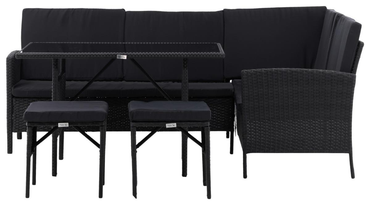 Gartenmöbel Set 4-Tlg Knock Kunststoff mit Kissen - Schwarz, KONVENTIONELL, Kunststoff - Gardenson