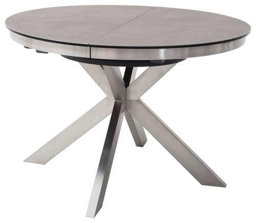Esstisch ausziehbar Winnipeg 120-160x120 cm Anthrazit - Edelstahlfarben/Anthrazit, Design, Keramik/Metall (120/120/76cm) - Livetastic