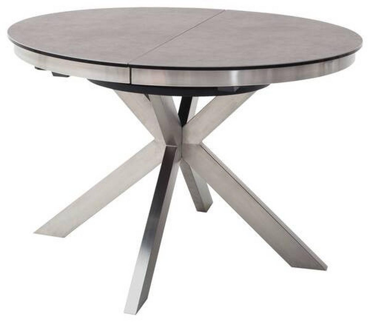 Esstisch ausziehbar Winnipeg 120-160x120 cm Anthrazit - Edelstahlfarben/Anthrazit, Design, Keramik/Metall (120/120/76cm) - Livetastic