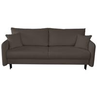 Schlafsofa Carine Mit Bettkasten Graubraun B: 216 Cm - Graubraun/Schwarz, Design, Textil (216/96/102cm) - MID.YOU