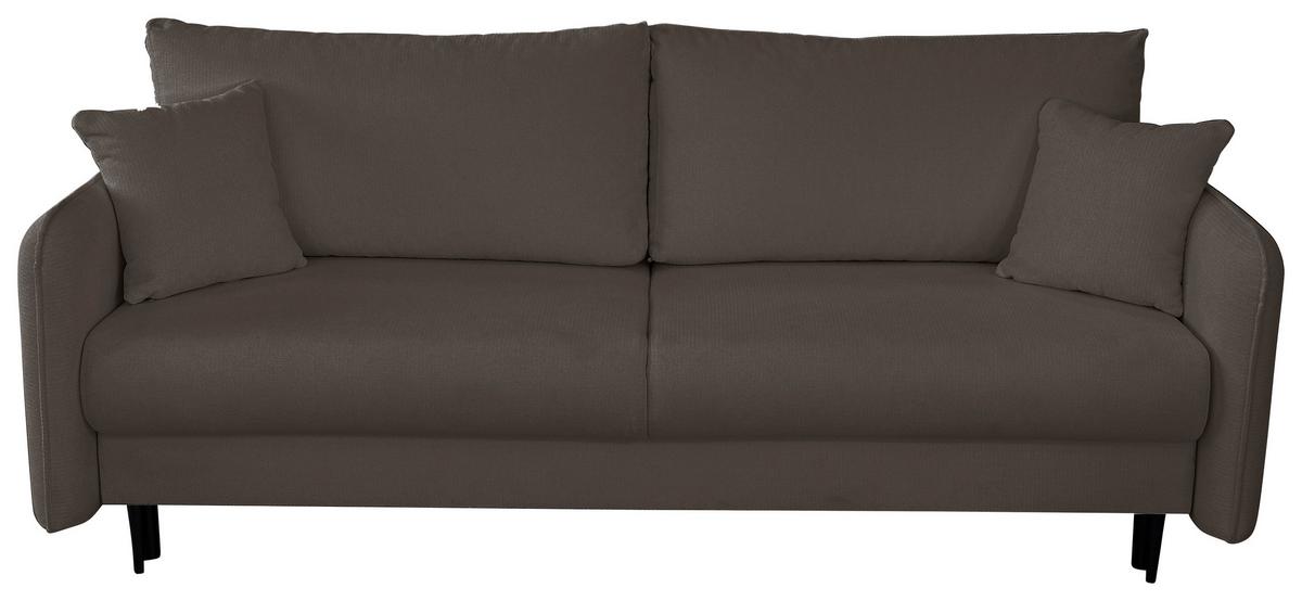 Schlafsofa Carine Mit Bettkasten Graubraun B: 216 Cm - Graubraun/Schwarz, Design, Textil (216/96/102cm) - MID.YOU