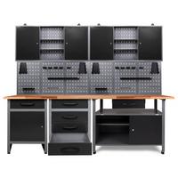 Werkbank-Set Entdecker 2s B: 240 cm Anthrazit/Grau - Anthrazit/Grau, Basics, Holz/Metall (240/205/60cm)