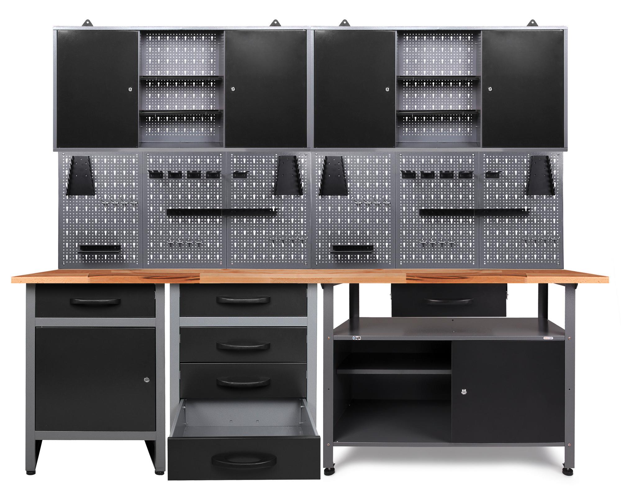Werkbank-Set Entdecker 2s B: 240 cm Anthrazit/Grau