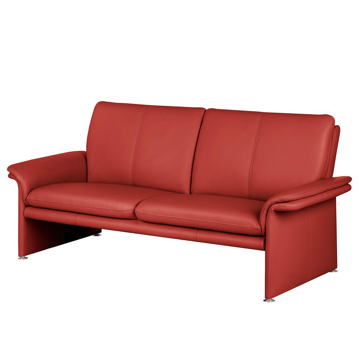 2,5-Sitzer-Sofa Comodo Echtleder Rot - Silberfarben/Rot, Design, Leder (197/90/88cm) - Livetastic