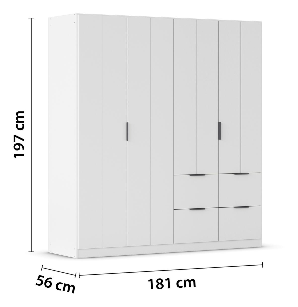 DREHTÜRENSCHRANK Ella Weiß B: 181cm - Weiß, MODERN, Holzwerkstoff (181/197/56cm) - Rauch Möbel