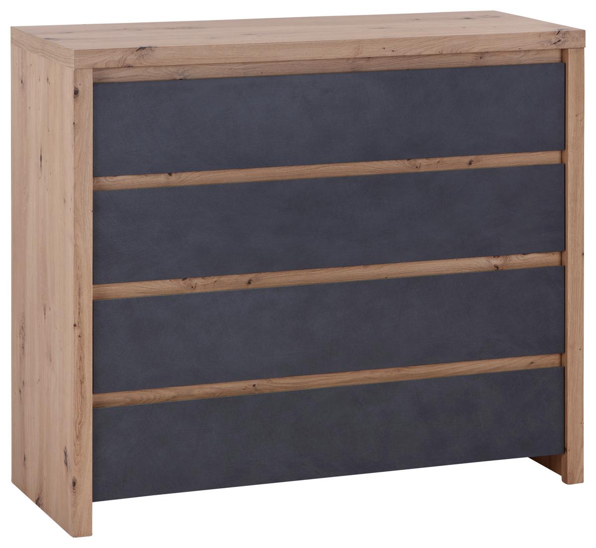 Kommode B: 105 cm Larios, Graphitfarben/Eiche Dekor - Graphitfarben/Eiche Artisan, MODERN, Holzwerkstoff (105/91/40cm)