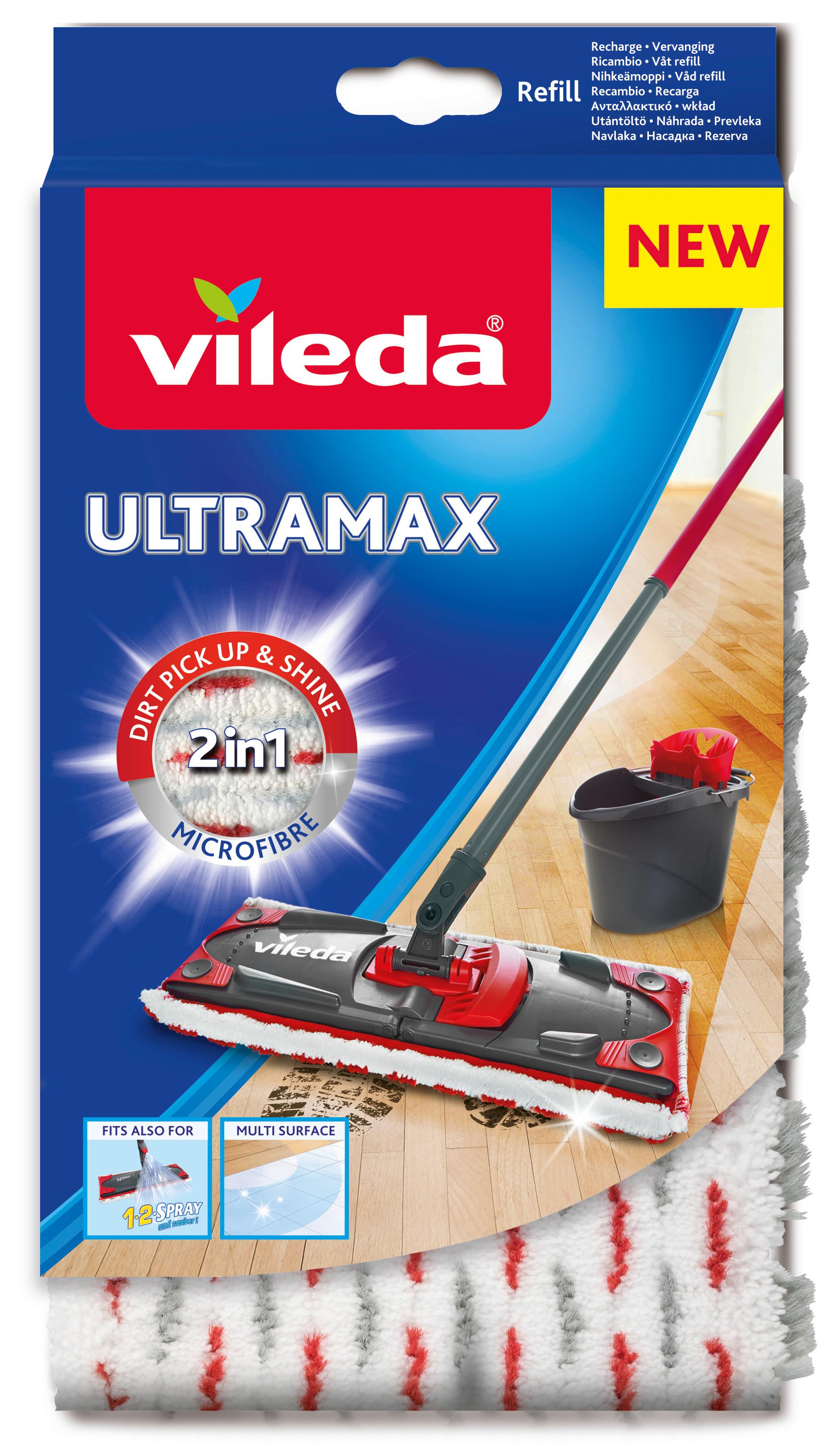 Návlek na mop VILEDA ULTRAMAX MICROFIBRE 2V1 - červená, Konventionell, textil/plast - Vileda