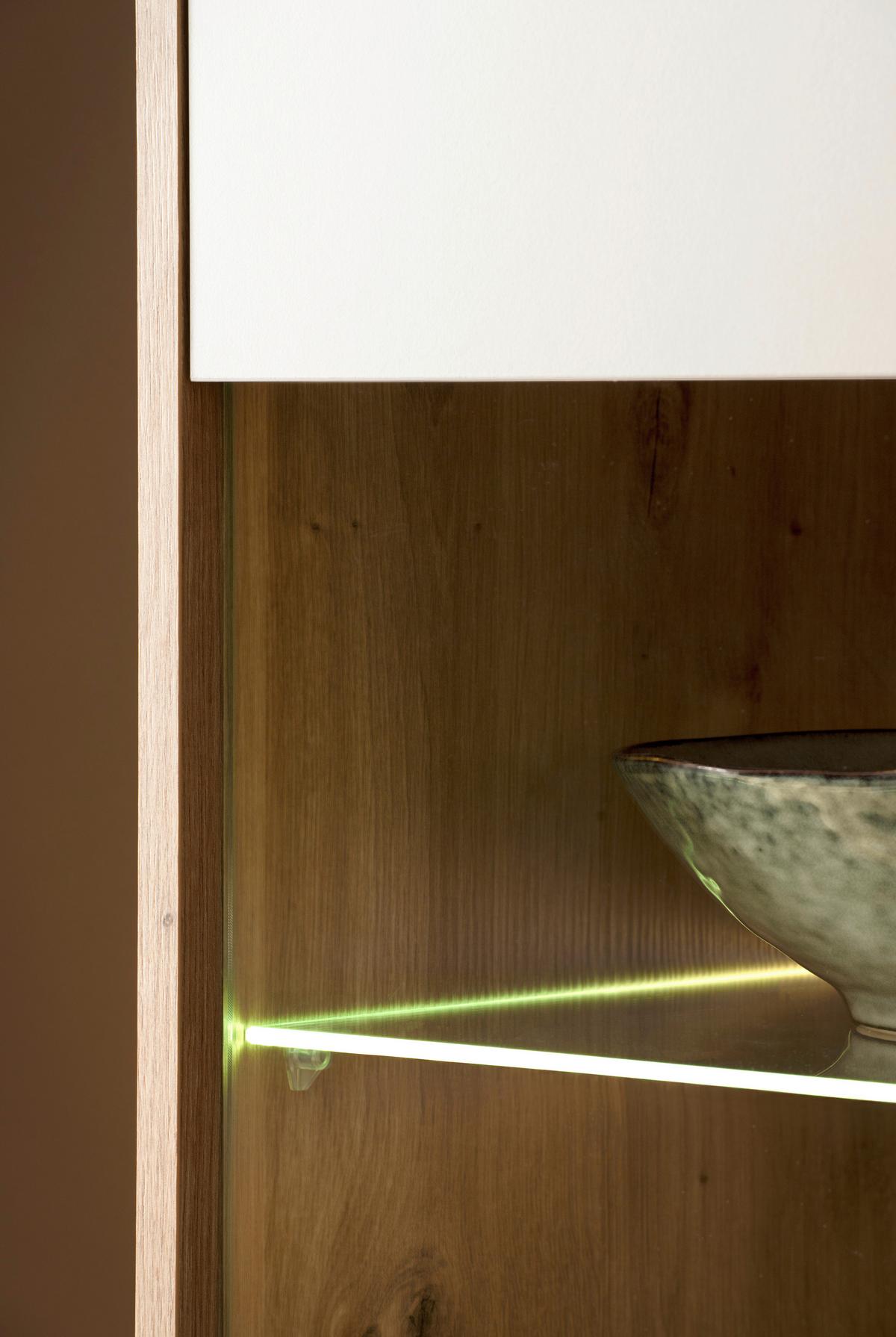Vitrine Sonora Kaschmir/Eiche B: 75cm - Kaschmir/Eiche Artisan, Design, Glas/Holzwerkstoff (75/144/40cm) - MID.YOU