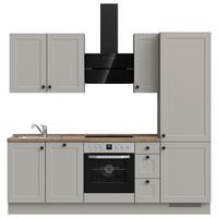 Kuchynská linka 240 cm, kamenná sivá supermatná - čierna/sivá, Modern, kov/kompozitné drevo (240cm) - Nobilia