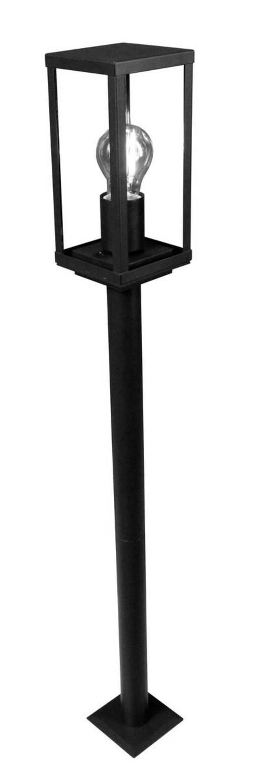 Wegeleuchte Karo 60 Watt Glas Metall - Klar/Schwarz, Basics, Glas/Metall (100/11/11cm)