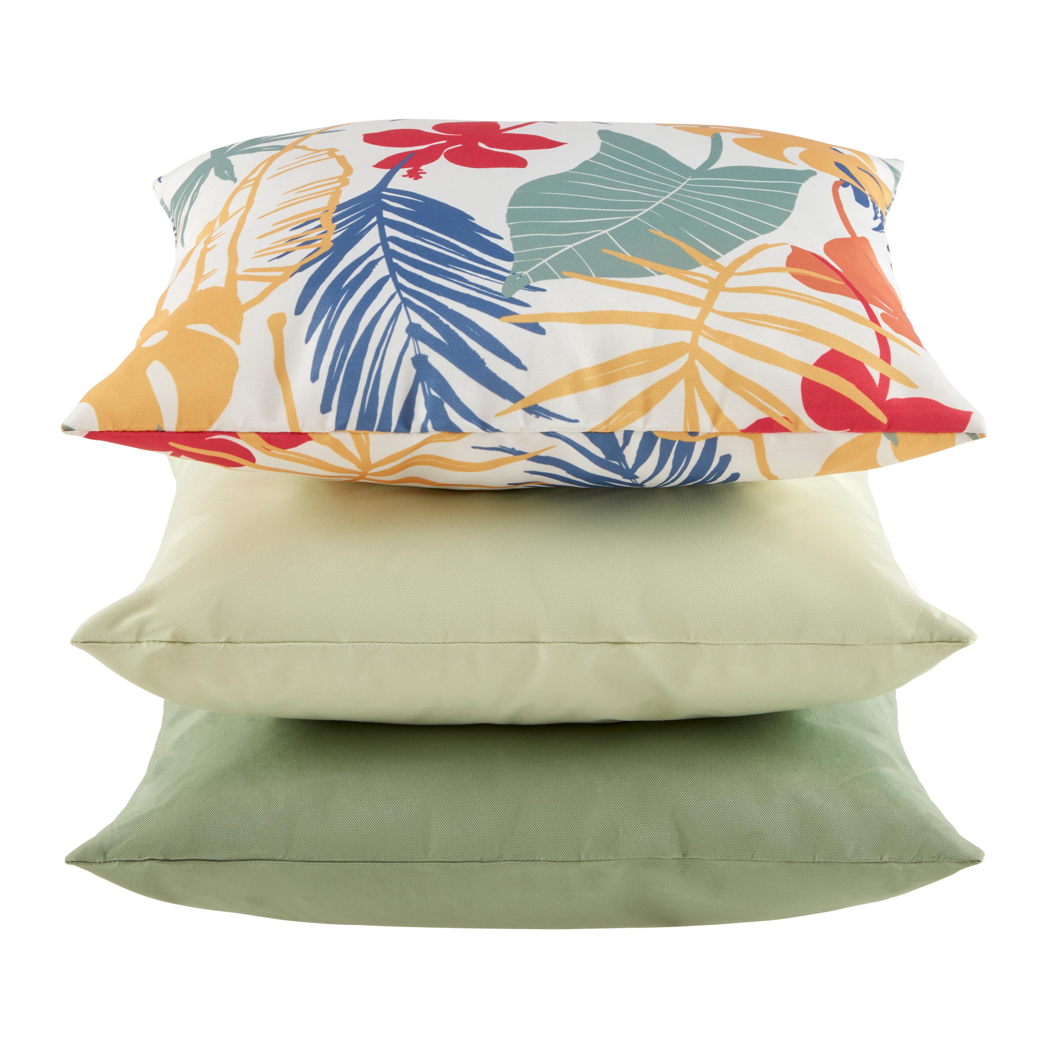 Outdoor-Kissen Palmblatt Gelb/Blau/Pink ca. 45x45cm - pink/modrá, Konvenční, textil (45/45cm) - Modern Living