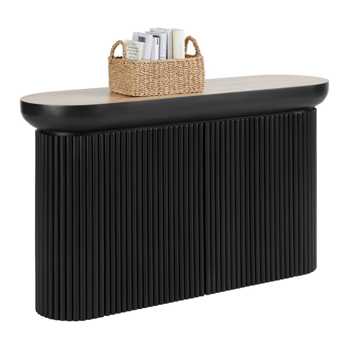 Konzola TIFFY s úložným priestorom - čierna/farba duba, Modern, drevo/kompozitné drevo (130/76/40cm) - Mömax