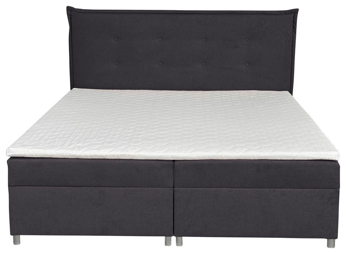 Boxbett Mit Topper & Bettkasten 180x200 Levie - Silberfarben/Graphitfarben, Basics, Textil (180/200cm) - MID.YOU