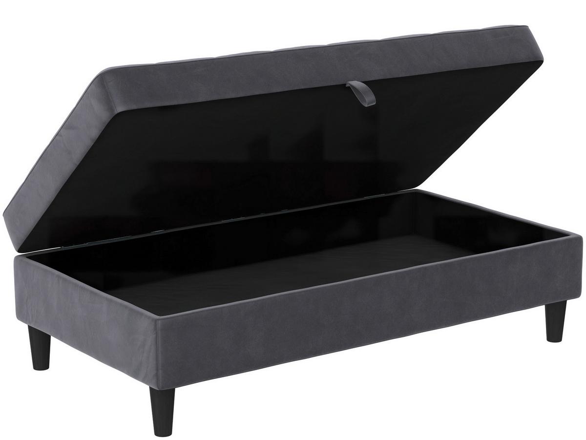 Hocker Palermo Dunkelgrau, mit Stauraum - Dunkelgrau/Schwarz, Basics, Textil (130/43/69cm) - Livetastic