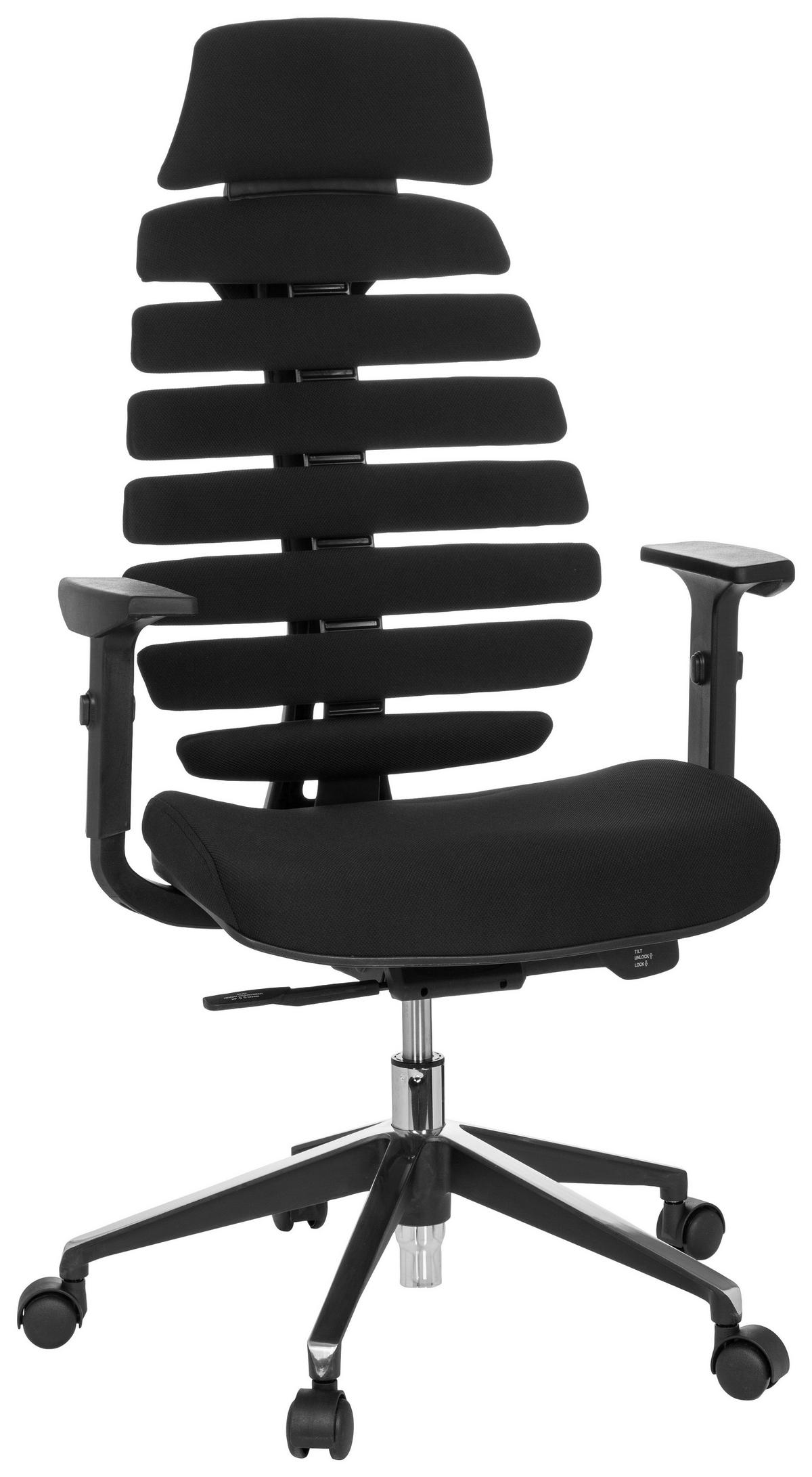 Drehstuhl Ergo Line Ii Pro Schwarz - Alufarben/Schwarz, MODERN, Kunststoff/Textil (65/131/53cm) - MID.YOU