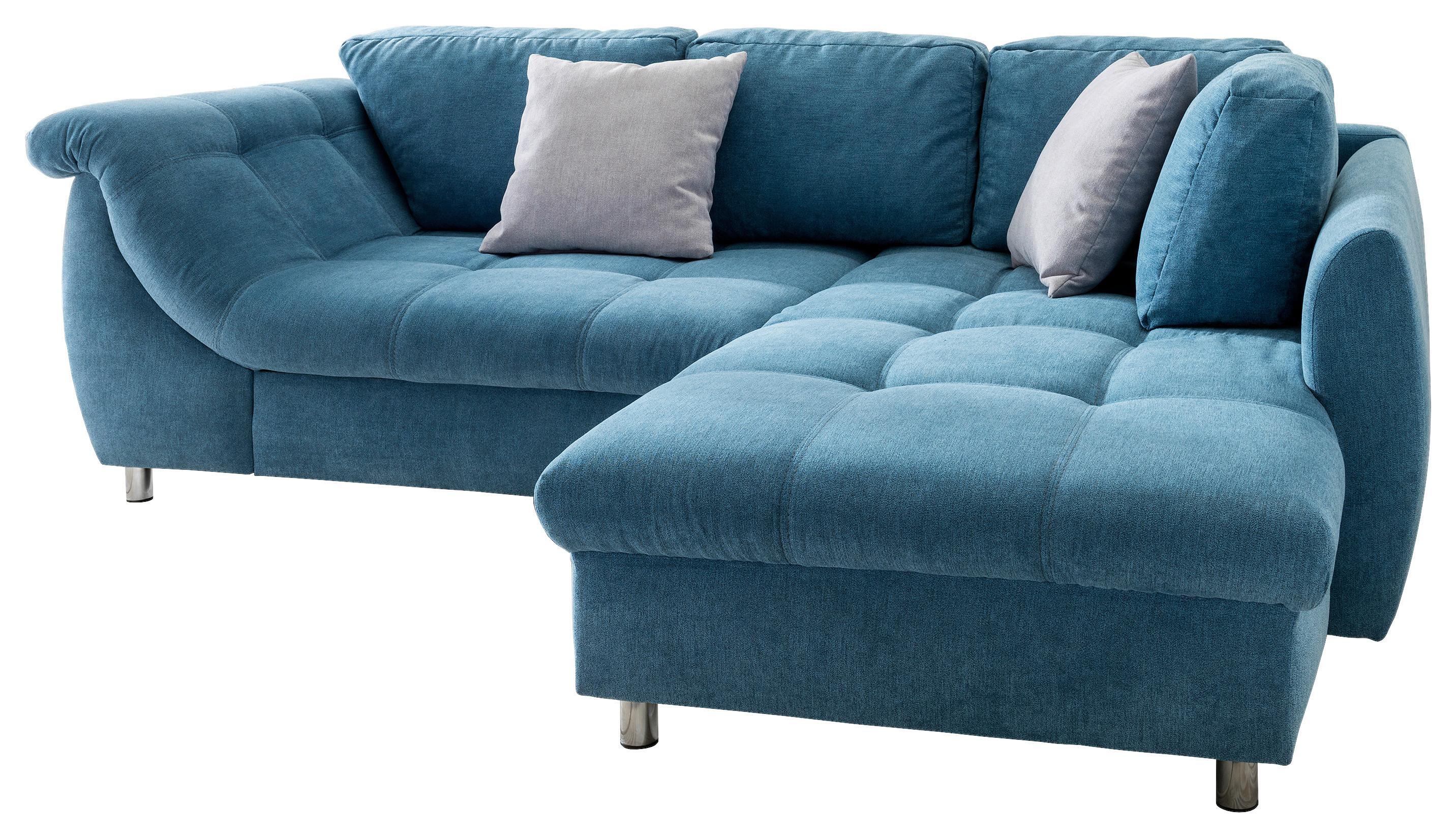 Rohová sedačka AGIRA, pravá, modrá / stříbrná - modrá/barvy stříbra, Design, textil (250/190cm) - Livetastic