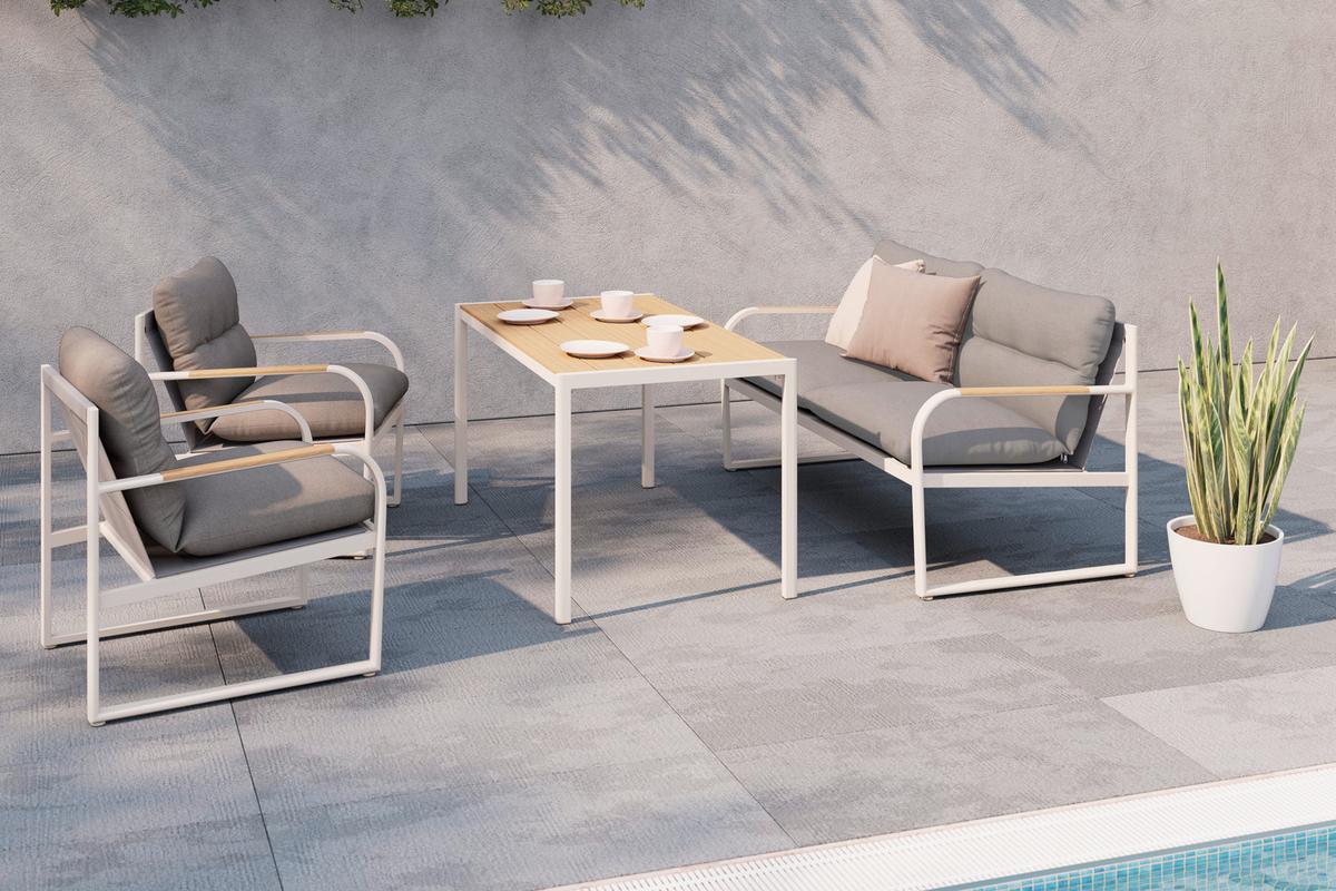 TERASOVÁ SEDACIA SÚPRAVA FLORENZ 2 - farba tíku/svetlosivá, Modern, kov/textil - Mömax