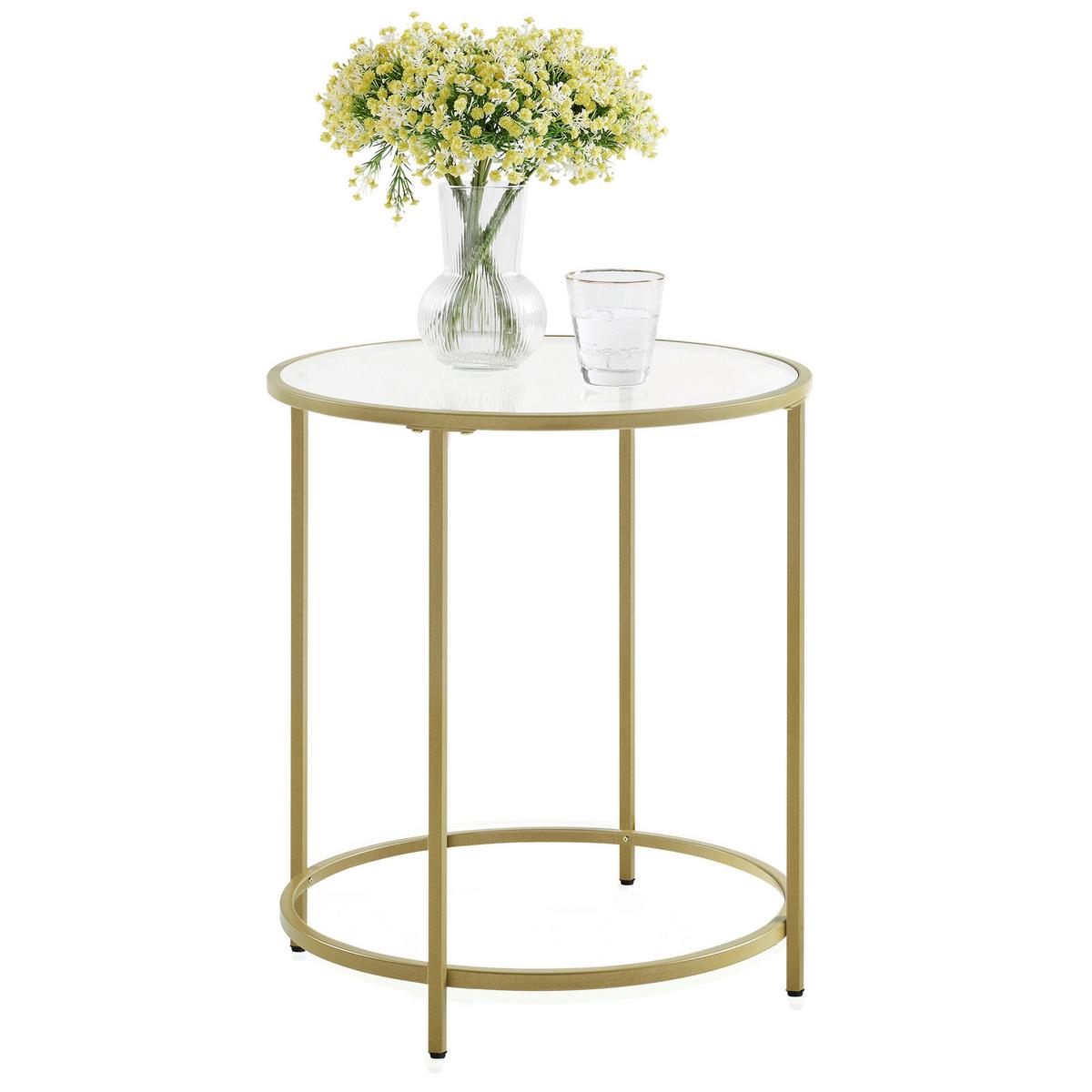 Beistelltisch Mit Glasplatte Goldfarben - Goldfarben, Trend, Glas/Metall (50/50/55cm) - Boxxx