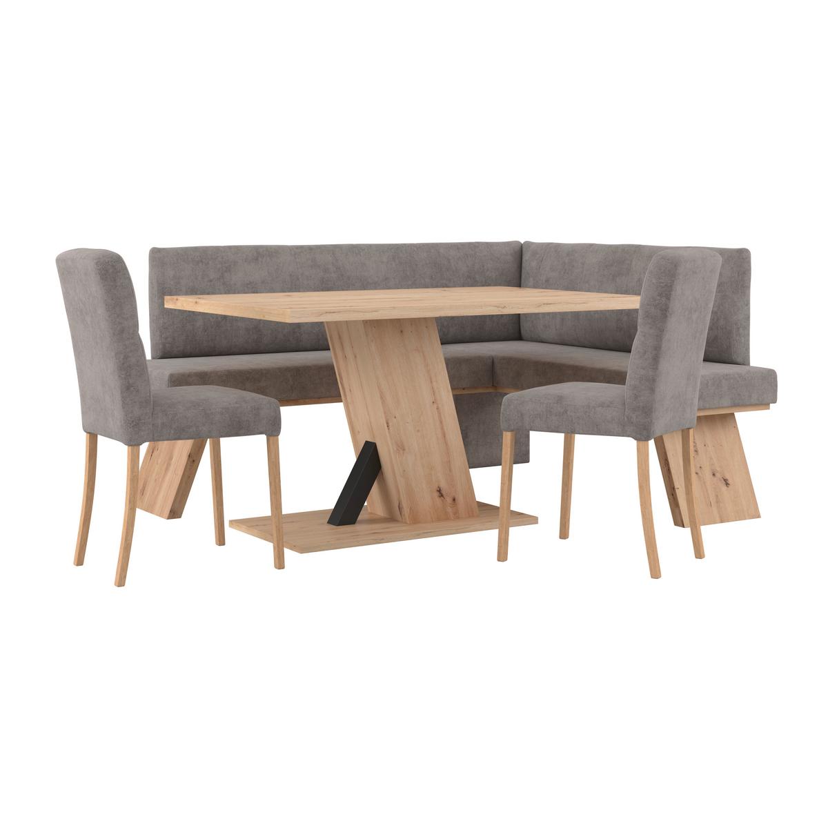 Eckbank Emma Ii Webstoff Grau, B: 160 Cm - Eichefarben/Grau, KONVENTIONELL, Holzwerkstoff/Textil (160/140cm)