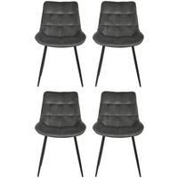 STUHL-SET RAVENNA - Schwarz/Grau, MODERN, Holz/Textil (49/85/61cm) - MID.YOU