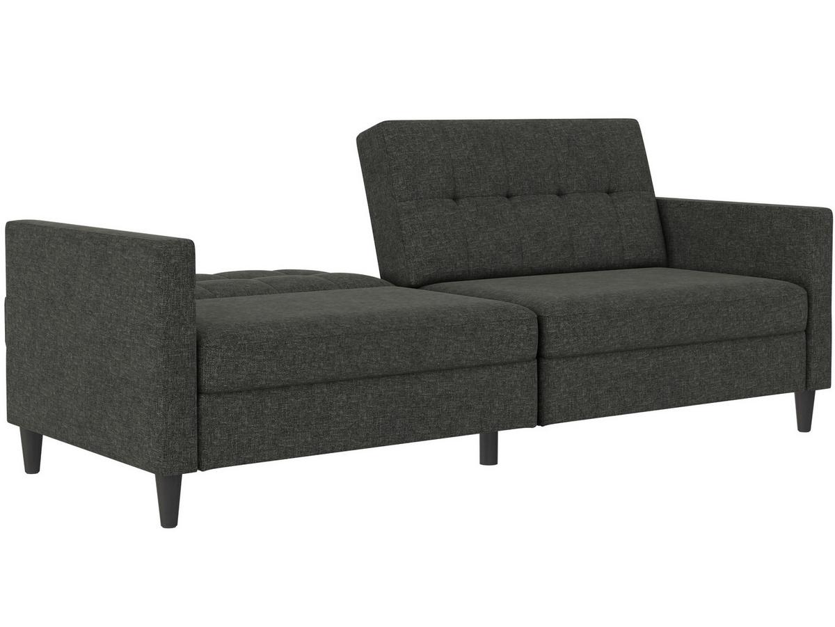 Schlafsofa Hannover Anthrazit, mit Schlaffunktion - Anthrazit/Schwarz, Basics, Textil (203/82cm) - Livetastic