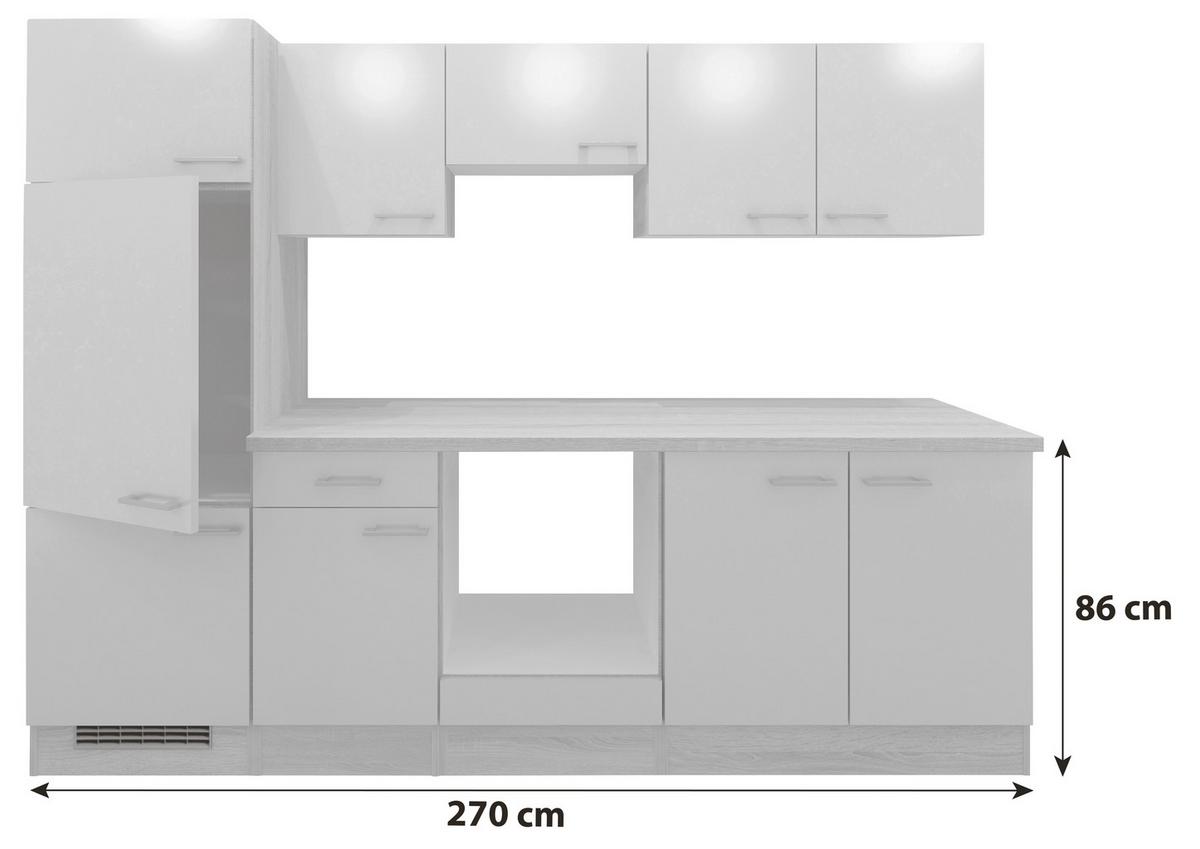 Kuchynský blok NEPAL bez spotrebičov, šírka 270 cm - kašmírová/farba duba, Modern, kompozitné drevo (270cm) - MID.YOU