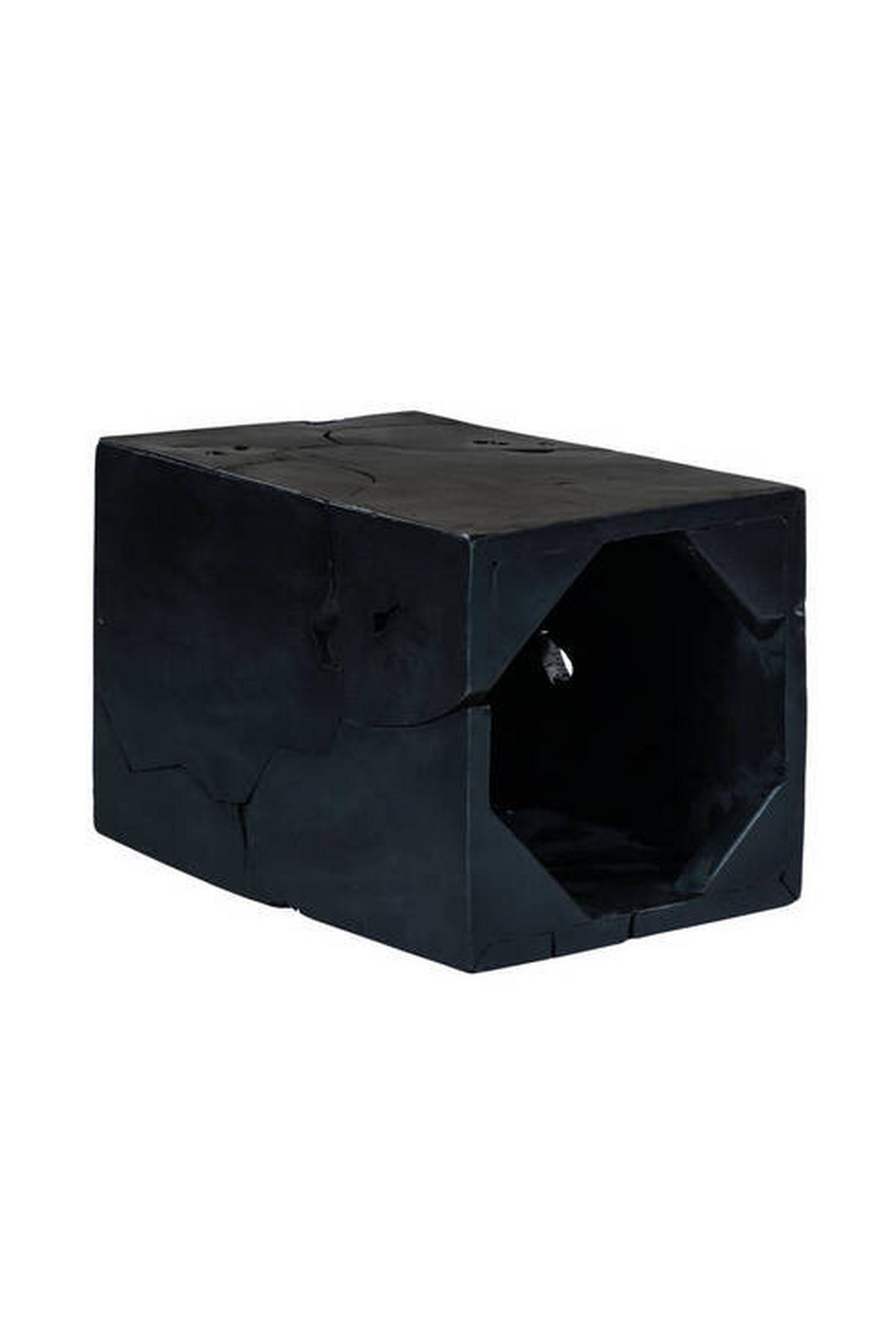 Beistelltisch aus Teakholz Radix, Schwarz - Schwarz, Natur, Holz (30/45/30cm) - Kayoom
