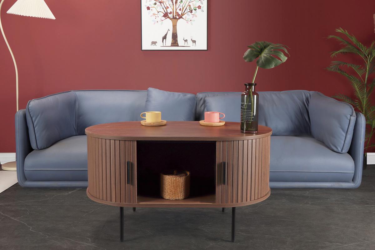 Couchtisch Walnussfarben B: 60 cm - Walnussfarben/Schwarz, Design, Holzwerkstoff (100/60/55cm) - Livetastic