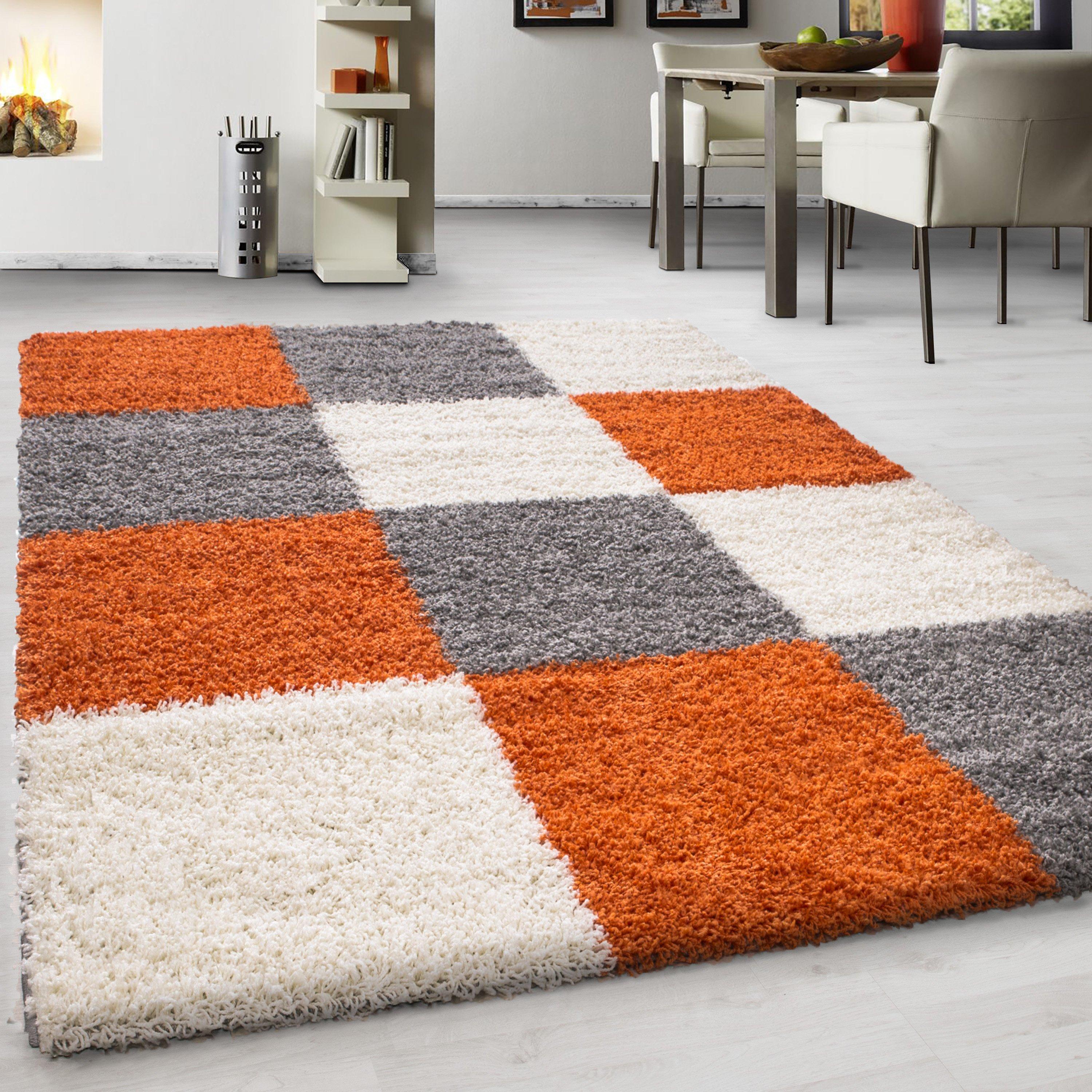 Hochflor Teppich Terra Cotta Life 160x230 cm - Terracotta/Hellgrau, KONVENTIONELL, Textil (160/230cm) - Novel