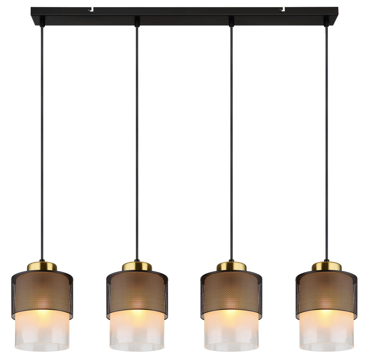 Függőlámpa 15709-4h - fekete/sárgaréz, Design, Üveg/fém (91/16/120cm) - Globo