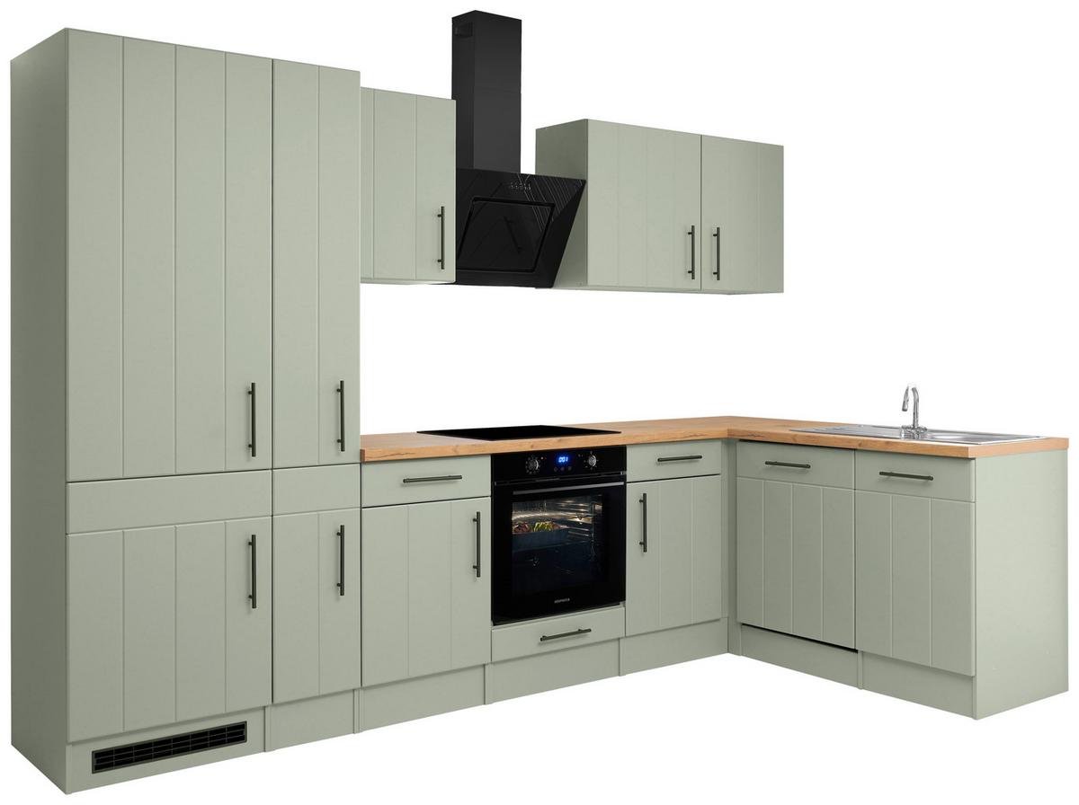 Eckküche Anton Wildeiche/Schilfgrün B: 310cm - Schilfgrün/Wildeiche, Trend, Holzwerkstoff (310/172cm) - Respekta