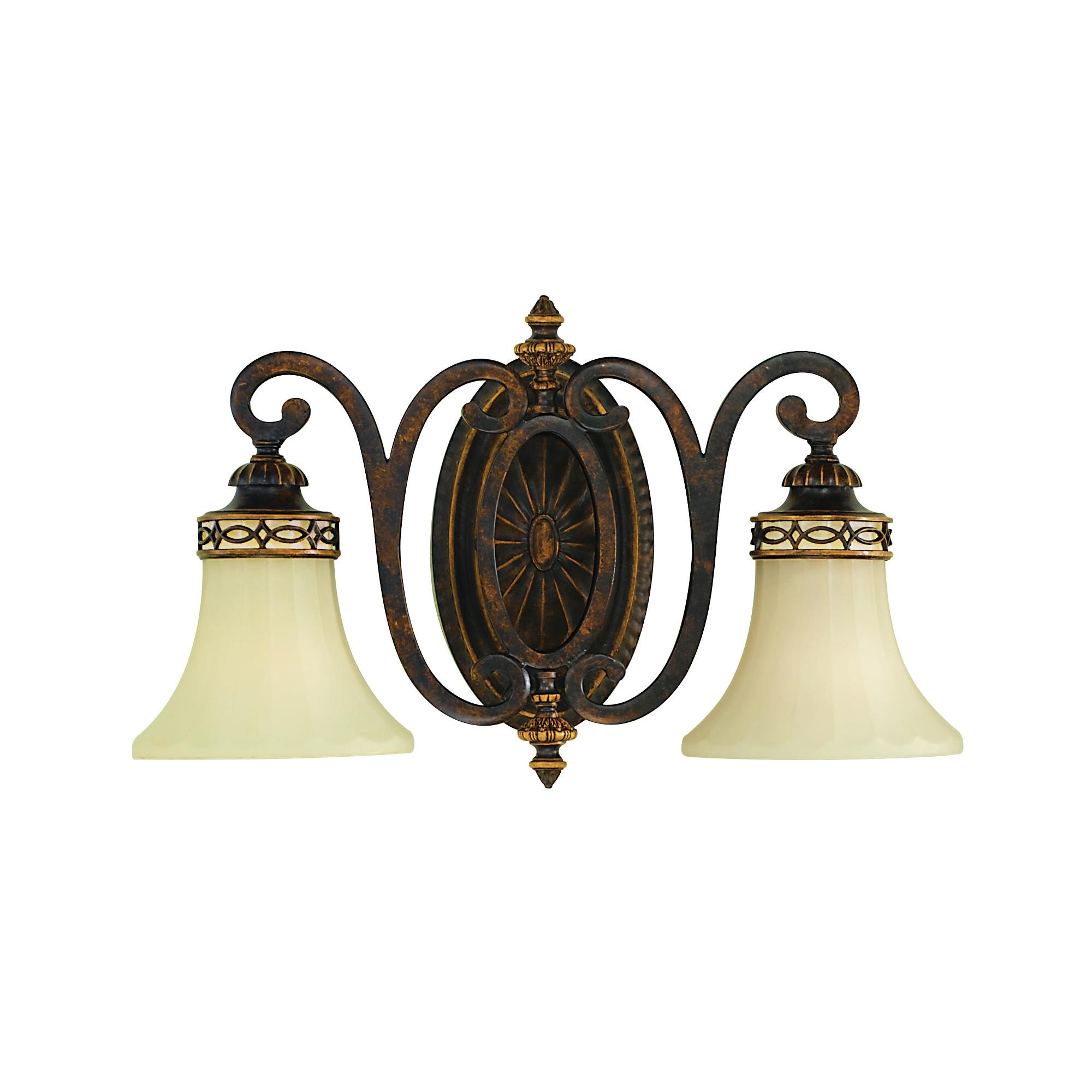 Wandleuchte Drawing 2-Flammig Stahl Walnussfarben - Walnussfarben, Natur, Glas/Metall (46.5cm) - Elstead Lighting