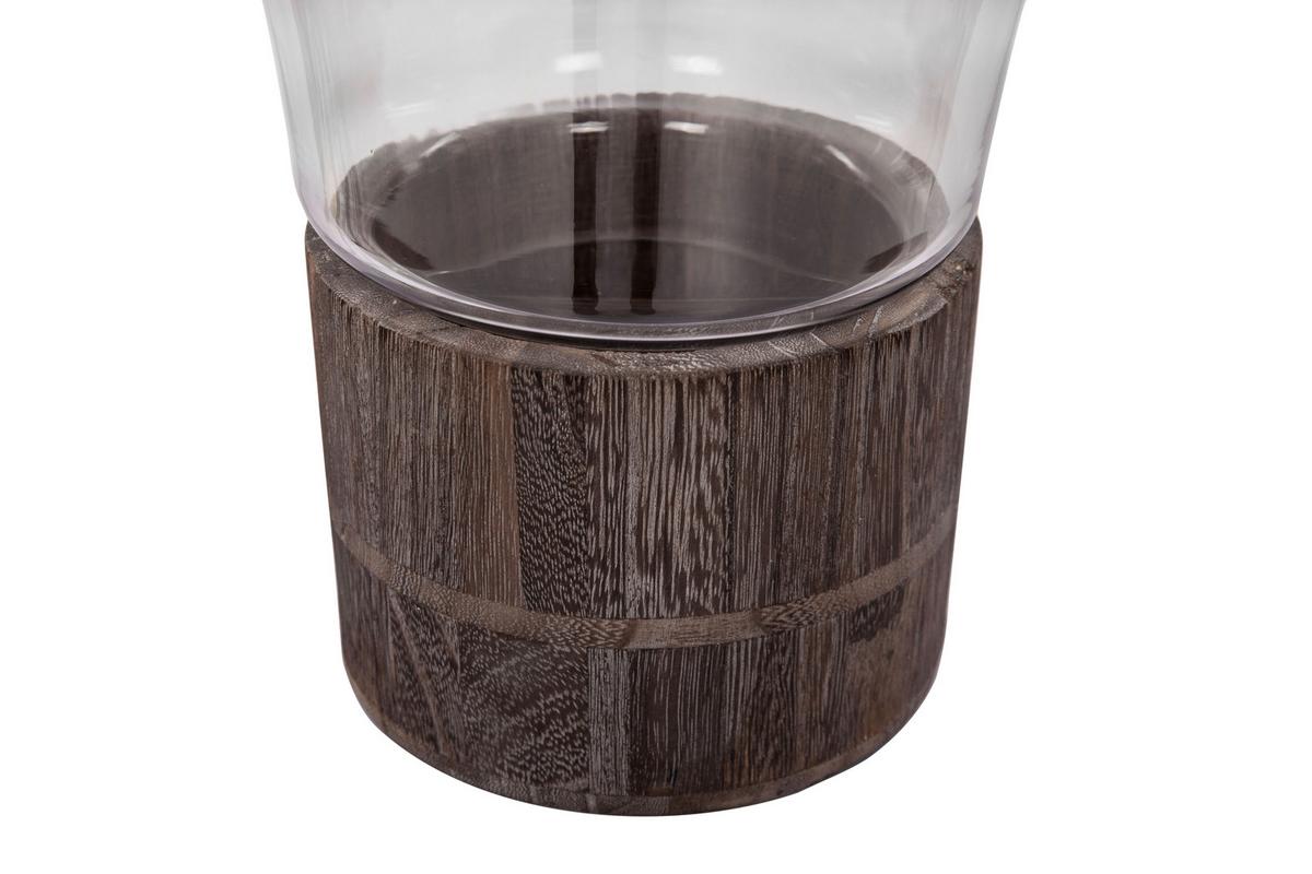 Windlicht Eris Grau, 31x38 cm - Grau, LIFESTYLE, Glas/Holzwerkstoff (31/38cm) - Kayoom