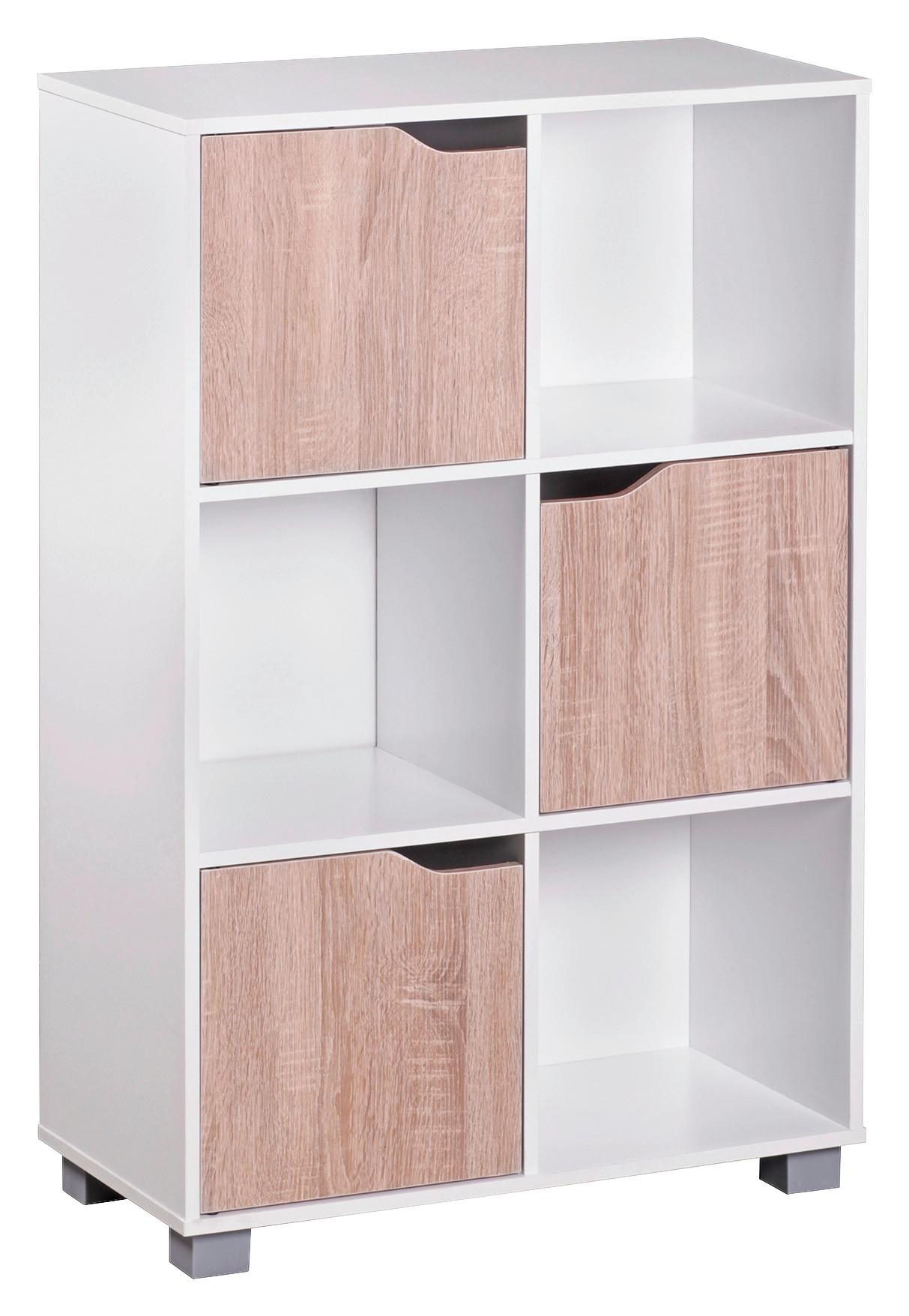 Viacúčelový Regál Samo Dub Sonoma/biela - farby duba/sivá, Moderný, kompozitné drevo/plast (60/94/30cm) - MID.YOU