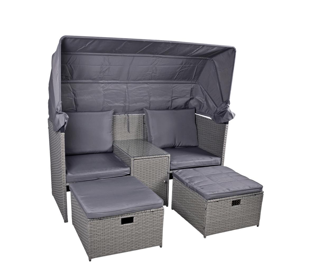 Loungegarnitur Saint-Tropez - Grau/Grün, Basics, Kunststoff/Textil - Gardenson