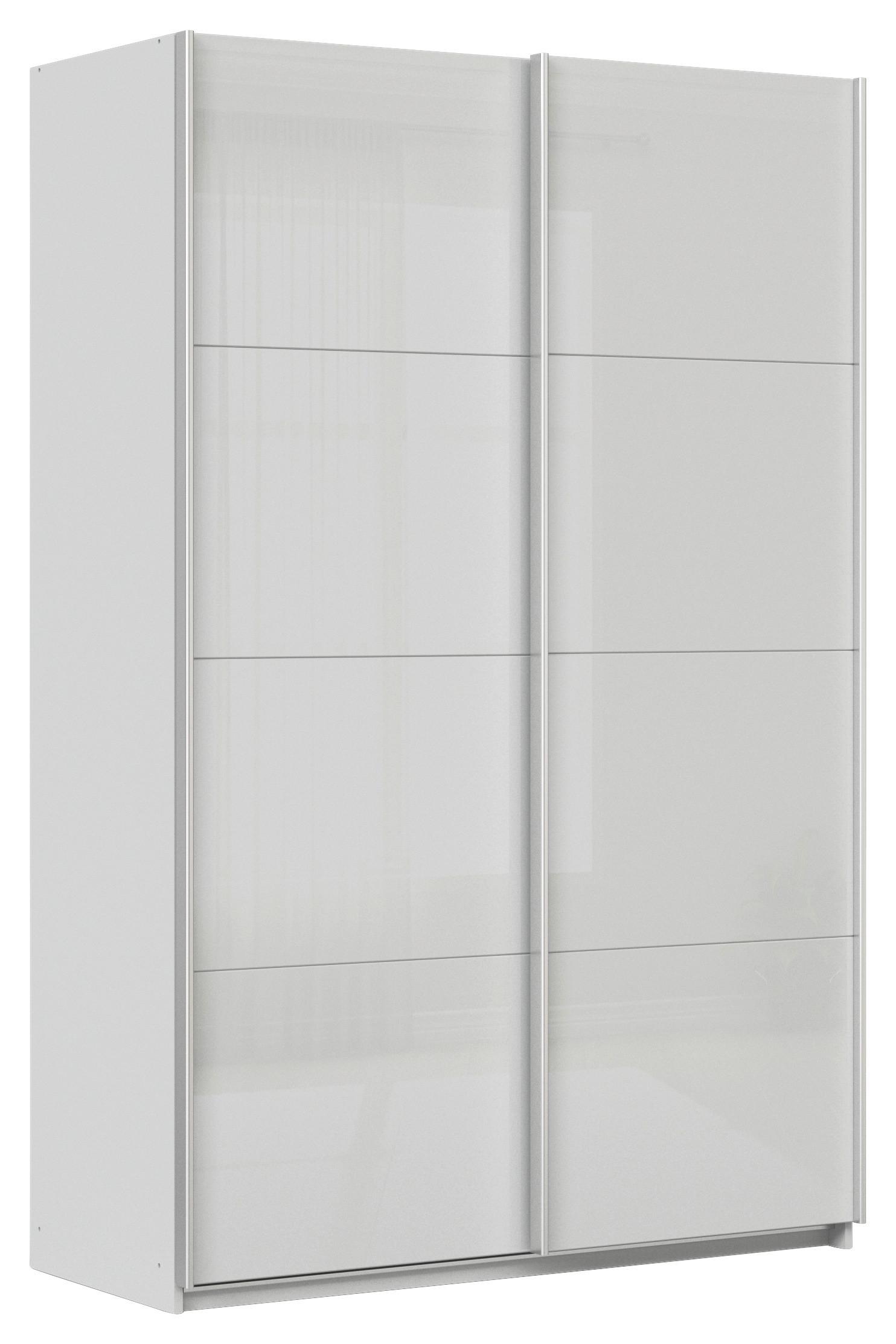 Schwebetürenschrank B: 136cm Feldkirch Seidengrau - Grau Hochglanz/Hellgrau, MODERN, Glas/Holzwerkstoff (136/210/62cm)