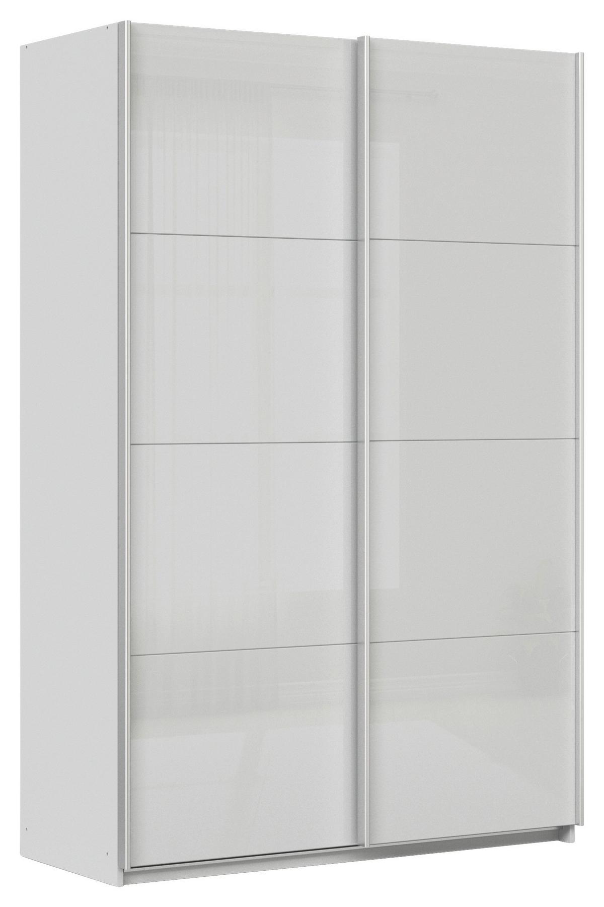 Schwebetürenschrank B: 136cm Feldkirch Seidengrau - Grau Hochglanz/Hellgrau, MODERN, Glas/Holzwerkstoff (136/210/62cm)