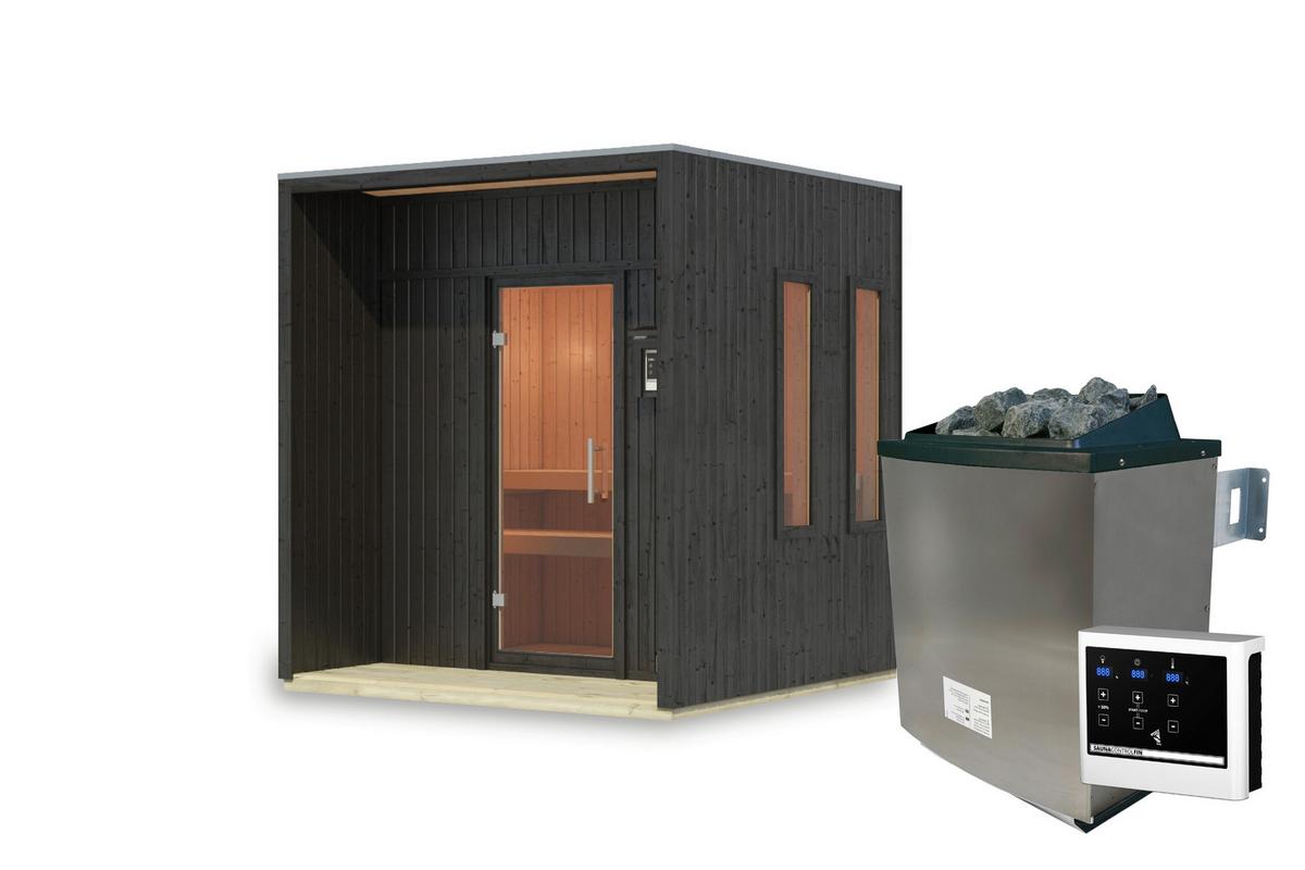 Saunahaus Areluna 1 219/244/216 cm - Schwarz, Basics, Holz (219/244/216cm)