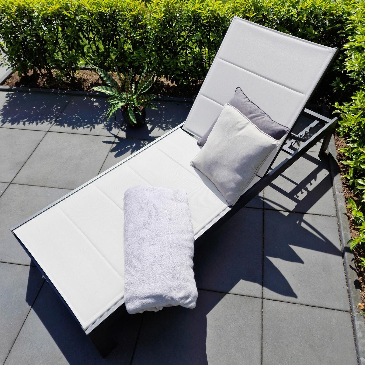Gartenliege A090.071.54 - Anthrazit/Creme, Basics, Textil/Metall (200/75/31cm) - Ambia Garden