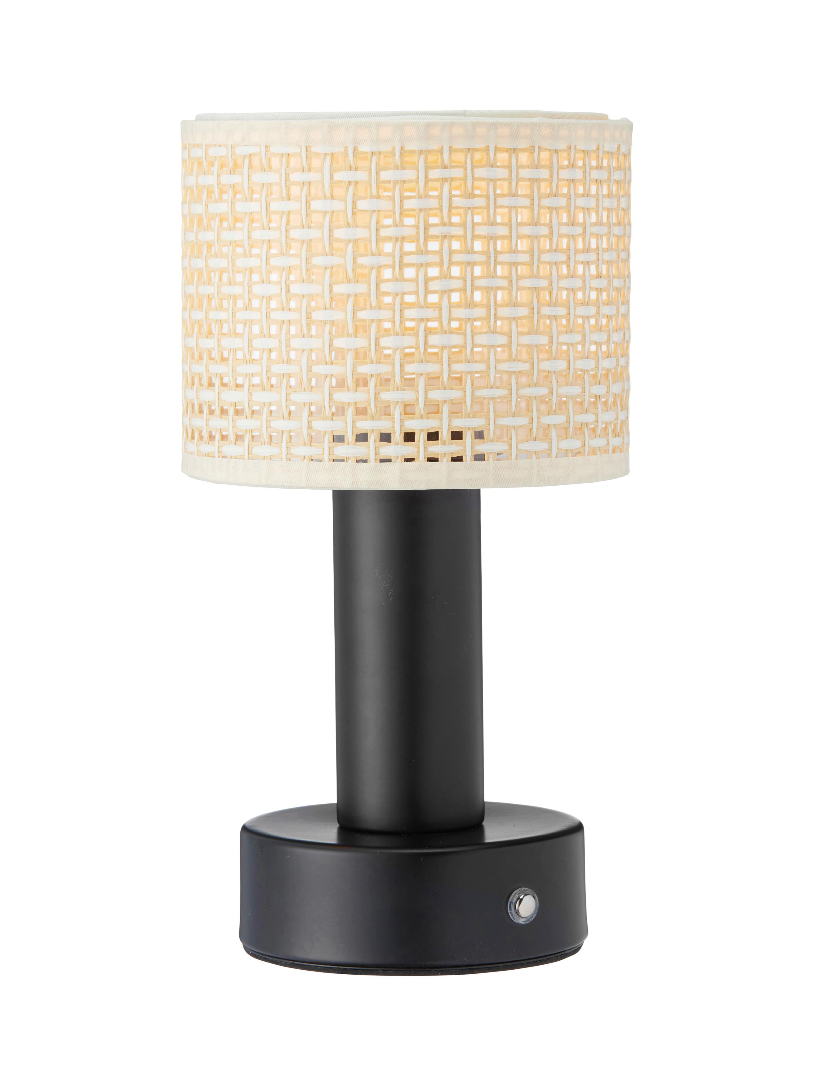 Akku-Tischleuchte 110419 - Beige/Schwarz, Design, Naturmaterialien/Metall (13/24cm)