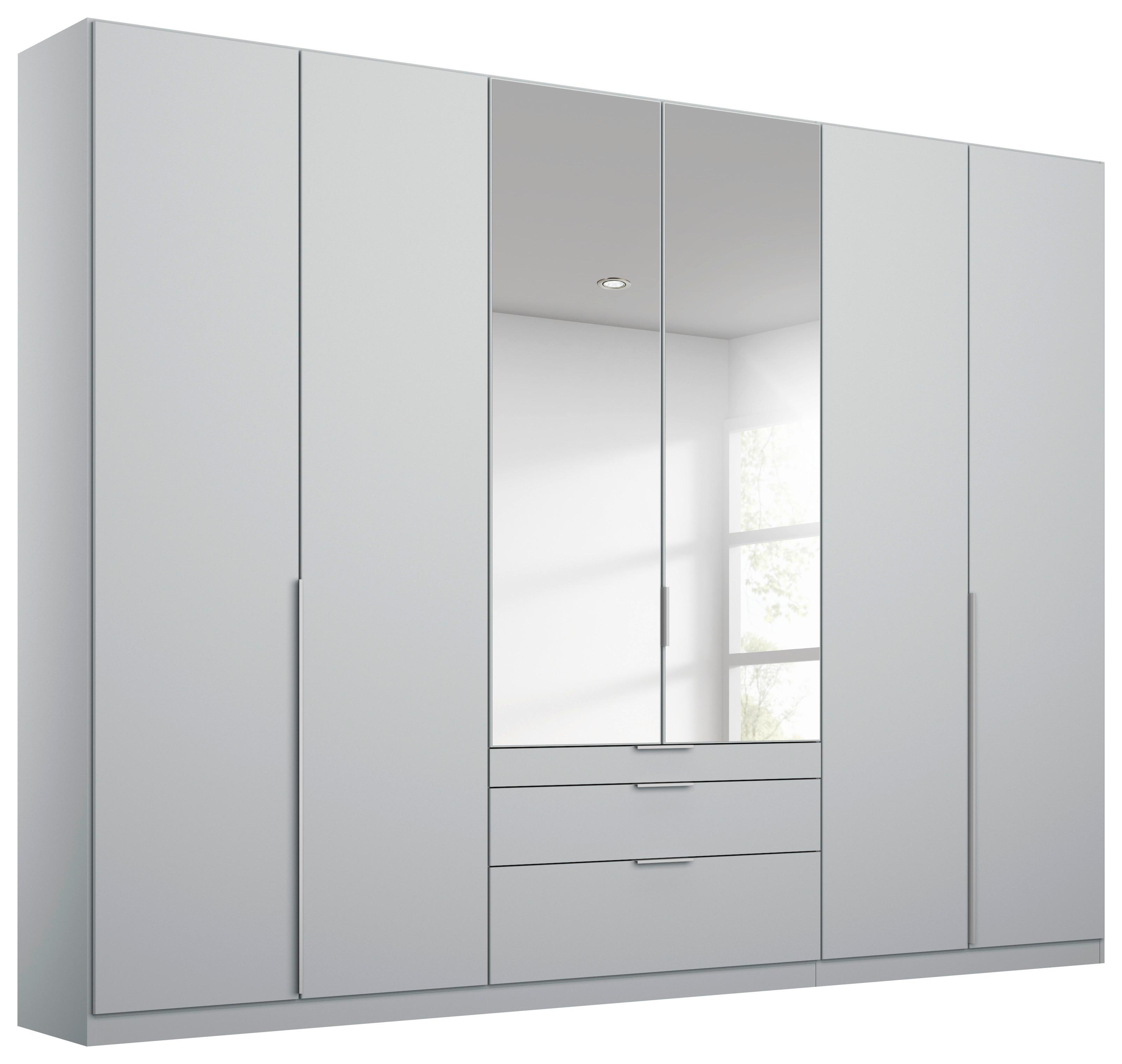 Drehtürenschrank Mit Spiegel + Laden 271cm Alabama Seidengrau - Silberfarben/Hellgrau, MODERN, Holzwerkstoff (271/229/54cm)