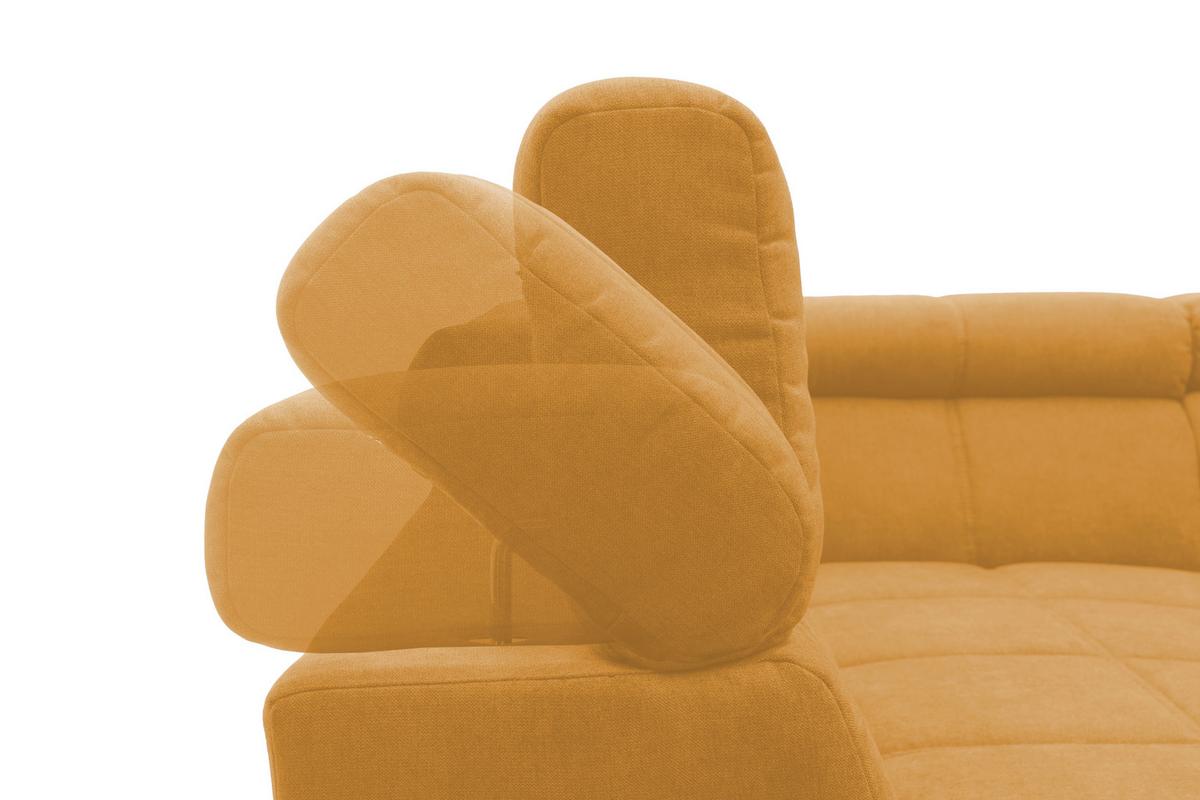 Wohnlandschaft Brandon mit Kopfteilverstellung Orange - Schwarz/Orange, Design, Textil (228/359/175cm) - MID.YOU